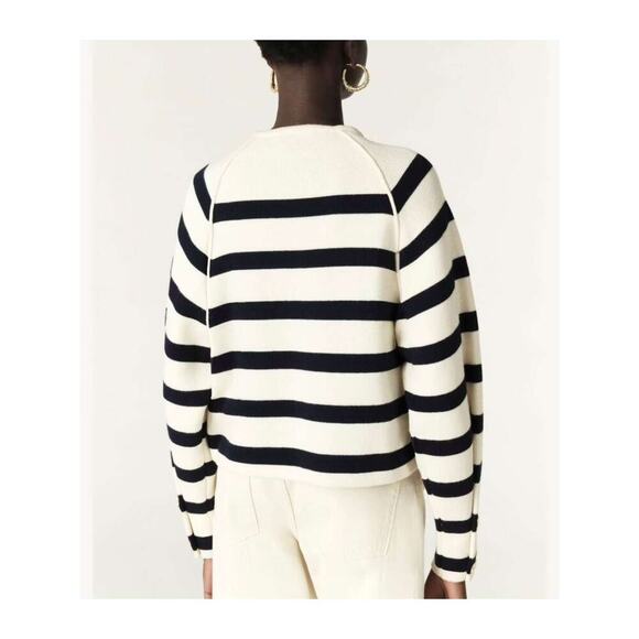 Ba&sh Massimo Lady Cardigan in Ecru Navy Cream Stripe Size 2 / Medium - Picture 8 of 13